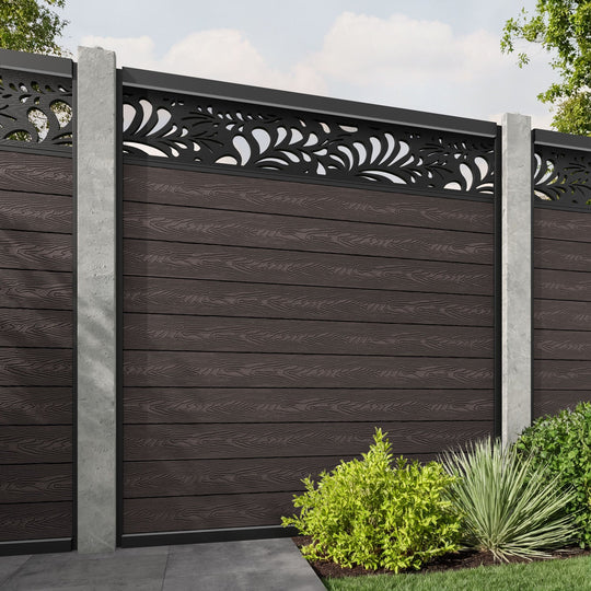 Classic Petal Fence Panel - Mid Brown - for existing concrete posts