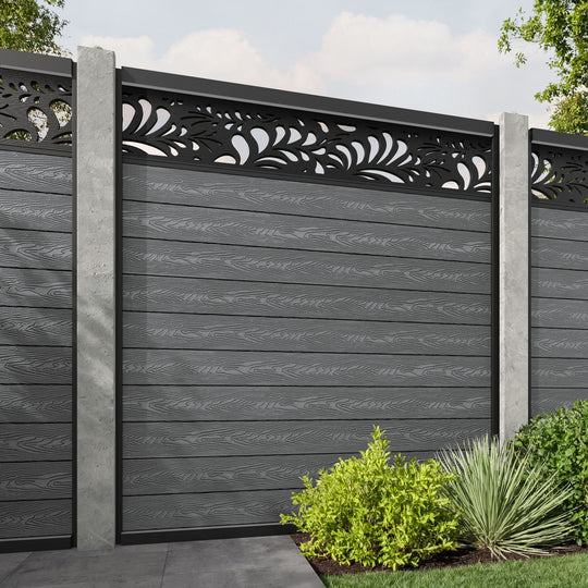 Classic Petal Fence Panel - Mid Grey - for existing concrete posts