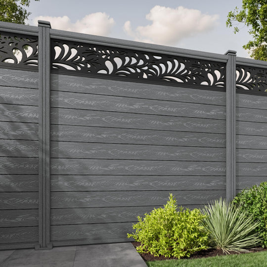 Classic Petal Fence Panel - Mid Grey - with our composite posts