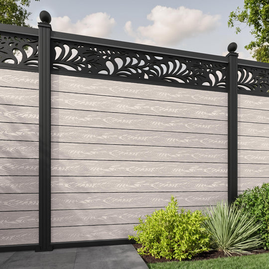 Classic Petal Fence Panel - Mid Stone - with our aluminium posts