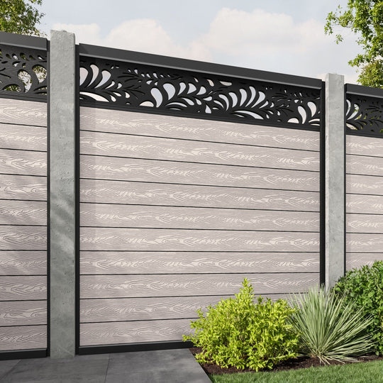 Classic Petal Fence Panel - Mid Stone - for existing concrete posts