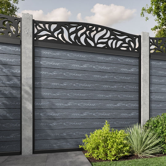 Classic Plume Curved Top Fence Panel - Anthracite - for existing concrete posts