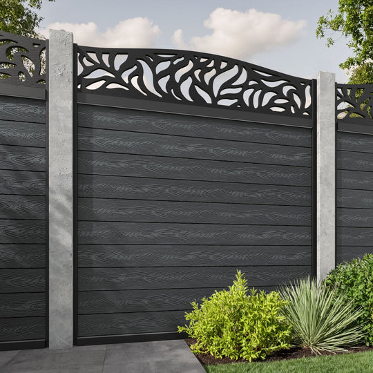Classic Plume Curved Top Fence Panel - Dark Grey - for existing concrete posts