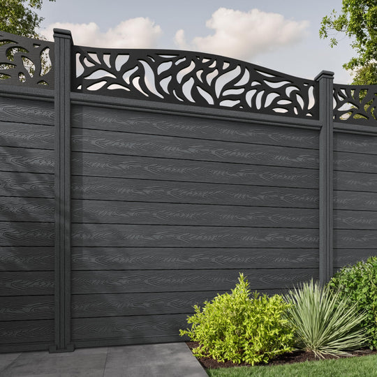 Classic Plume Curved Top Fence Panel - Dark Grey - with our composite posts
