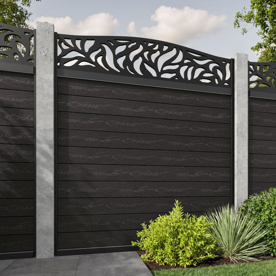 Classic Plume Curved Top Fence Panel - Dark Oak - for existing concrete posts
