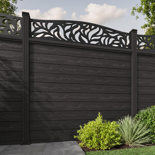 Classic Plume Curved Top Fence Panel - Dark Oak - with our composite posts