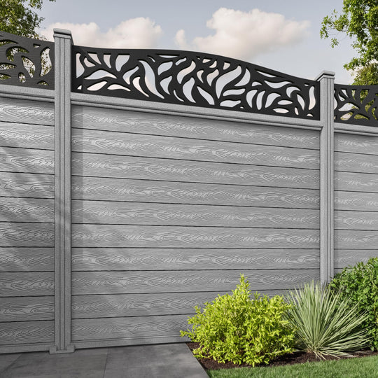 Classic Plume Curved Top Fence Panel - Light Grey - with our composite posts