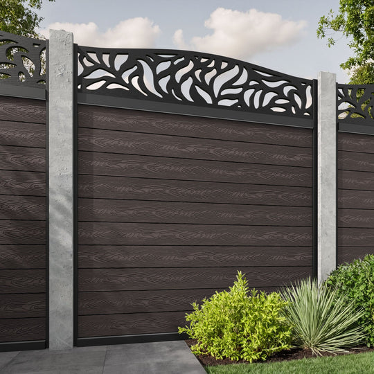Classic Plume Curved Top Fence Panel - Mid Brown - for existing concrete posts