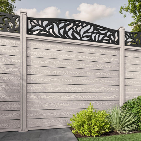 Classic Plume Curved Top Fence Panel - Mid Stone - with our composite posts