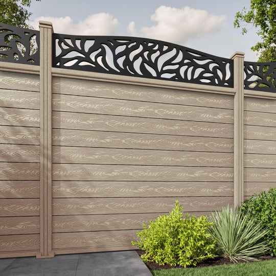 Classic Plume Curved Top Fence Panel - Light Oak - with our composite posts