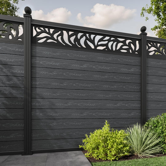 Classic Plume Fence Panel - Dark Grey - with our aluminium posts