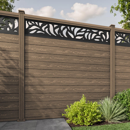 Classic Plume Fence Panel - Teak - with our composite posts