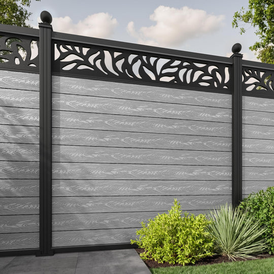 Classic Plume Fence Panel - Light Grey - with our aluminium posts