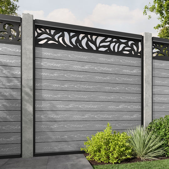 Classic Plume Fence Panel - Light Grey - for existing concrete posts