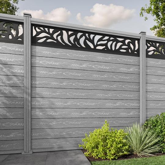 Classic Plume Fence Panel - Light Grey - with our composite posts