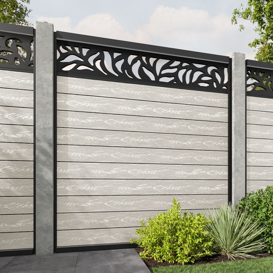 Classic Plume Fence Panel - Light Stone - for existing concrete posts