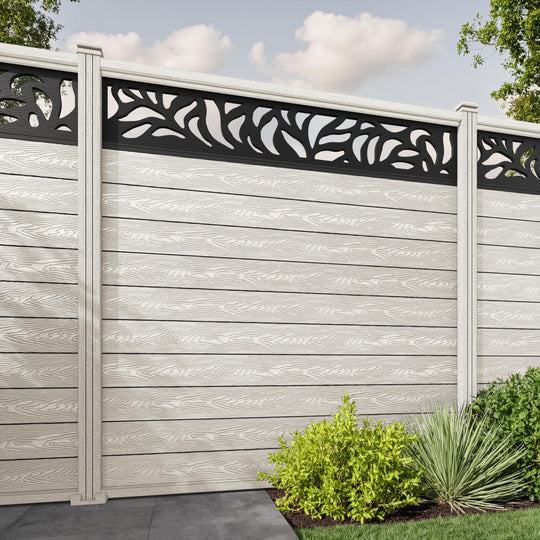 Classic Plume Fence Panel - Light Stone - with our composite posts