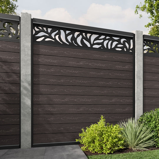 Classic Plume Fence Panel - Mid Brown - for existing concrete posts