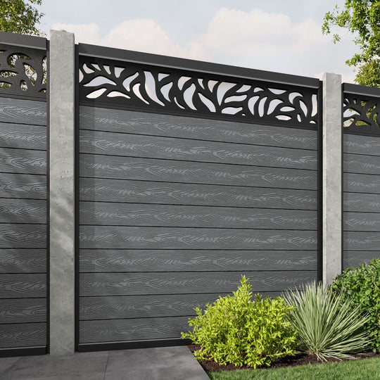 Classic Plume Fence Panel - Mid Grey - for existing concrete posts