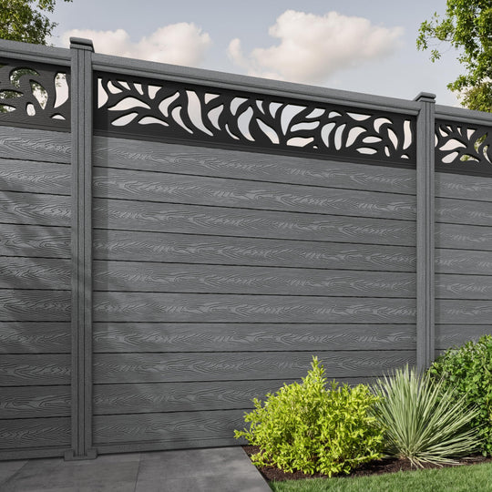 Classic Plume Fence Panel - Mid Grey - with our composite posts