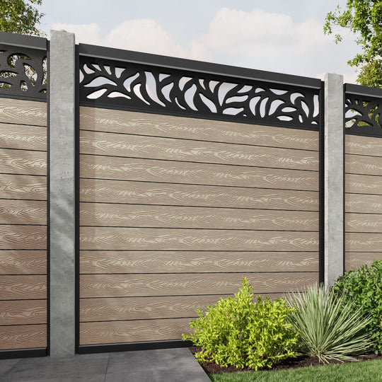 Classic Plume Fence Panel - Light Oak - for existing concrete posts