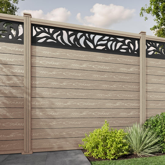 Classic Plume Fence Panel - Light Oak - with our composite posts