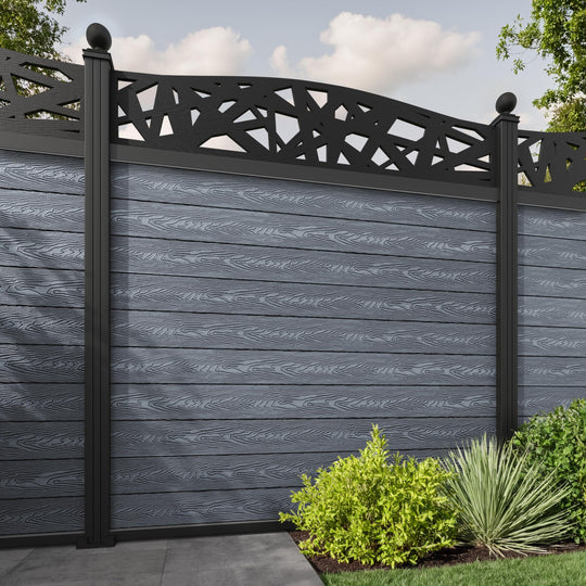 Classic Prism Curved Top Fence Panel - Anthracite - with our aluminium posts