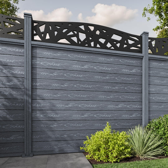 Classic Prism Curved Top Fence Panel - Anthracite - with our composite posts