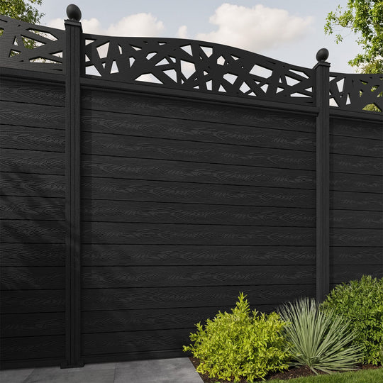 Classic Prism Curved Top Fence Panel - Black - with our composite posts