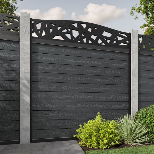 Classic Prism Curved Top Fence Panel - Dark Grey - for existing concrete posts