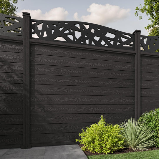 Classic Prism Curved Top Fence Panel - Dark Oak - with our composite posts