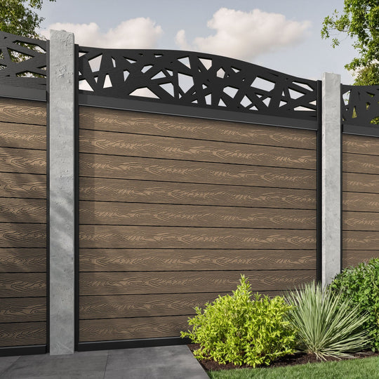 Classic Prism Curved Top Fence Panel - Teak  - for existing concrete posts