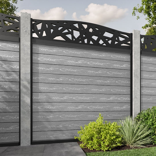 Classic Prism Curved Top Fence Panel - Light Grey - for existing concrete posts