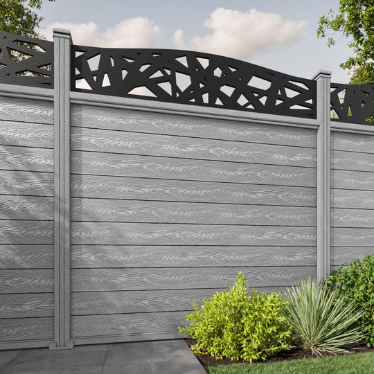 Classic Prism Curved Top Fence Panel - Light Grey - with our composite posts