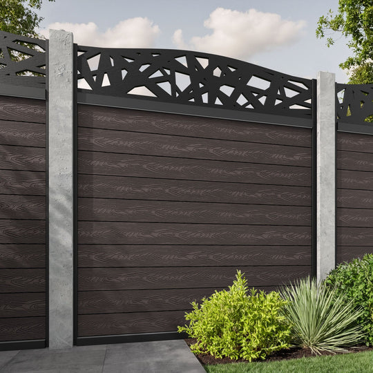 Classic Prism Curved Top Fence Panel - Mid Brown - for existing concrete posts