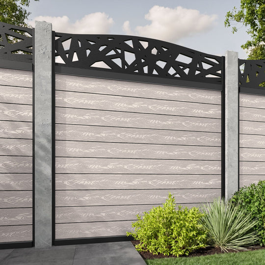 Classic Prism Curved Top Fence Panel - Mid Stone - for existing concrete posts
