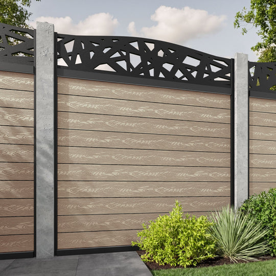 Classic Prism Curved Top Fence Panel - Light Oak - for existing concrete posts