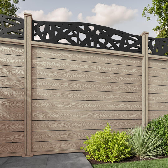 Classic Prism Curved Top Fence Panel - Light Oak - with our composite posts