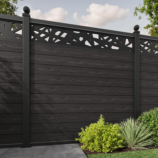Classic Prism Fence Panel - Dark Oak - with our aluminium posts