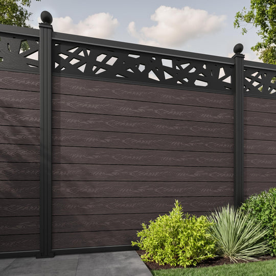 Classic Prism Fence Panel - Mid Brown - with our aluminium posts