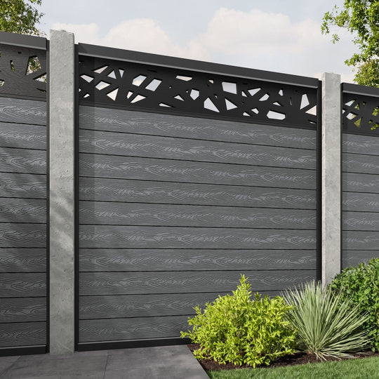 Classic Prism Fence Panel - Mid Grey - for existing concrete posts