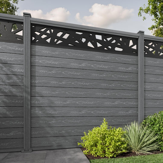 Classic Prism Fence Panel - Mid Grey - with our composite posts