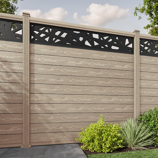 Classic Prism Fence Panel - Light Oak - with our composite posts