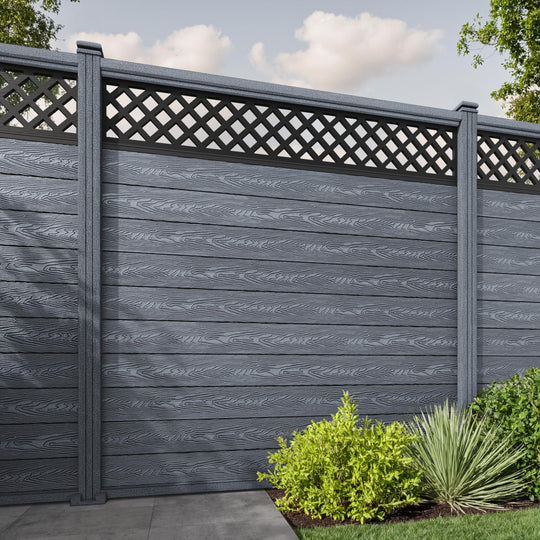 Classic Hive Fence Panel - Anthracite - with our composite posts