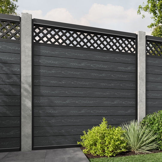 Classic Hive Fence Panel - Dark Grey - for existing concrete posts
