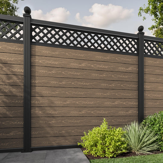 Classic Hive Fence Panel - Teak - with our aluminium posts