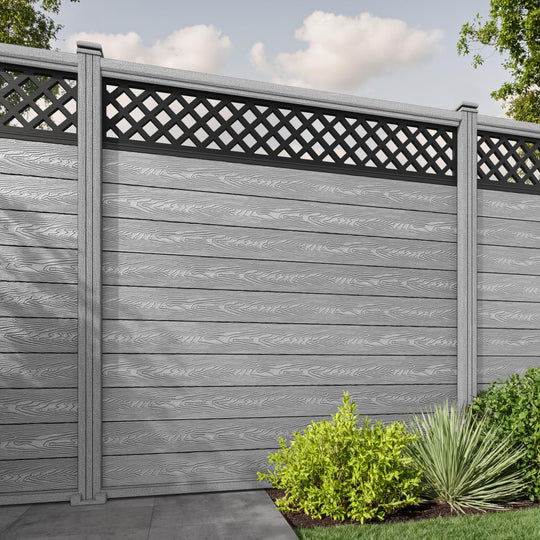 Classic Hive Fence Panel - Light Grey - with our composite posts