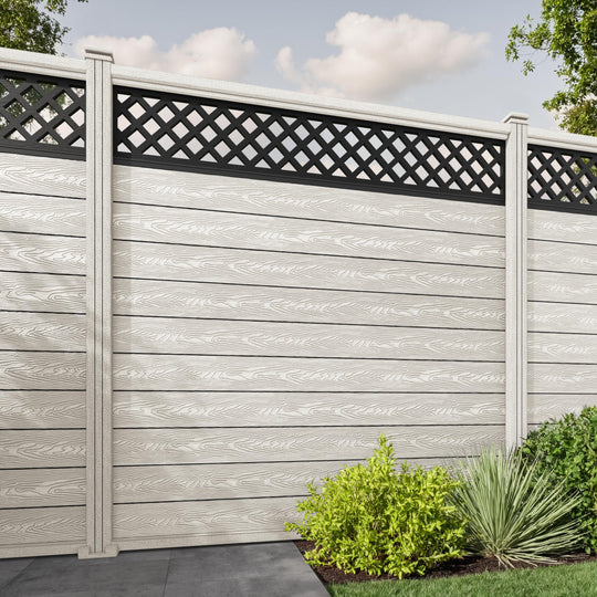 Classic Hive Fence Panel - Light Stone - with our composite posts