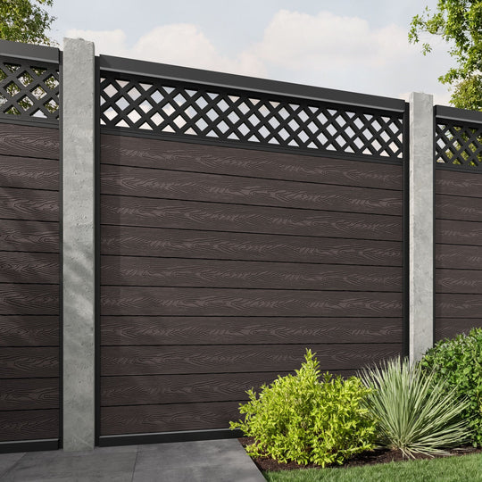 Classic Hive Fence Panel - Mid Brown - for existing concrete posts