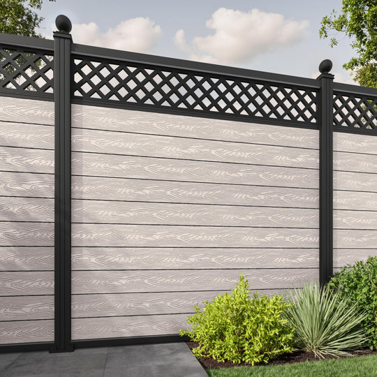 Classic Hive Fence Panel - Mid Stone - with our aluminium posts